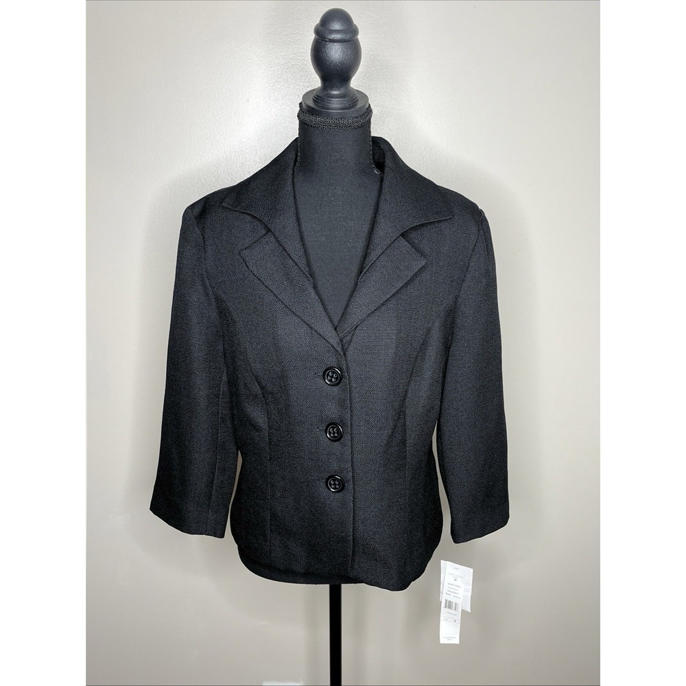 Larry Levine Women's Black Cropped Blazer Jacket With Buttons Size 8 NWTs